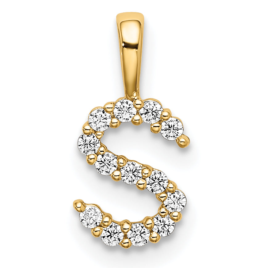 14k Yellow Gold 1/8 Ct. Lab Grown Diamond VS/SI+ G+ Letter S Initial Pendant