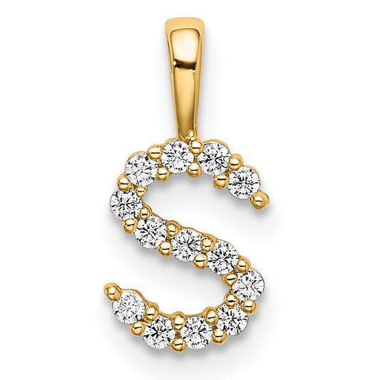 14k Yellow Gold 1/8 Ct. Lab Grown Diamond VS/SI+ G+ Letter S Initial Pendant