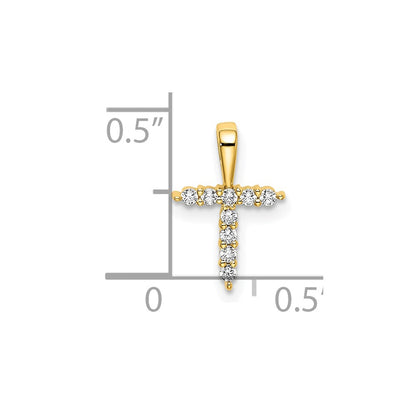 14k Yellow Gold 1/10 Ct. Lab Grown Diamond VS/SI+ G+ Letter T Initial Pendant
