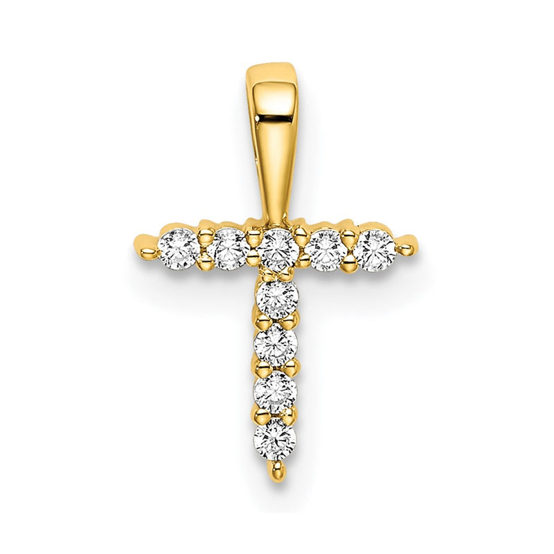 14k Yellow Gold 1/10 Ct. Lab Grown Diamond VS/SI+ G+ Letter T Initial Pendant