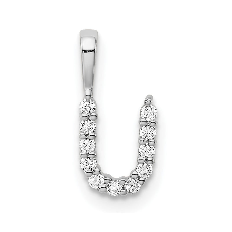 14k White Gold 1/8 Ct. Lab Grown Diamond VS/SI+ G+ Letter U Initial Pendant