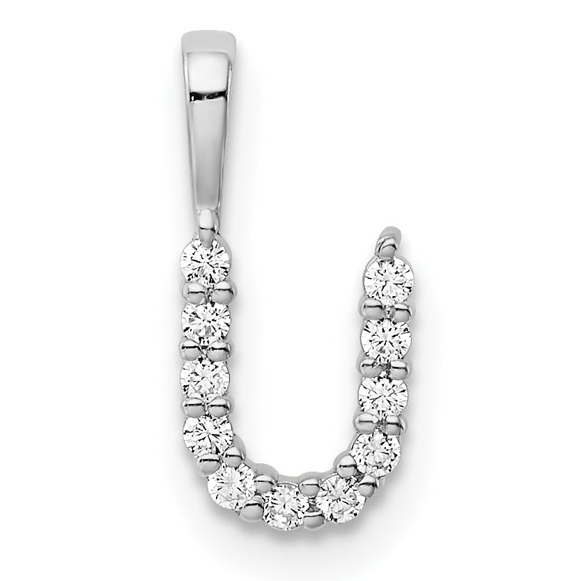 14k White Gold 1/8 Ct. Lab Grown Diamond VS/SI+ G+ Letter U Initial Pendant