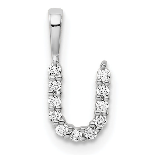14k White Gold 1/8 Ct. Lab Grown Diamond VS/SI+ G+ Letter U Initial Pendant