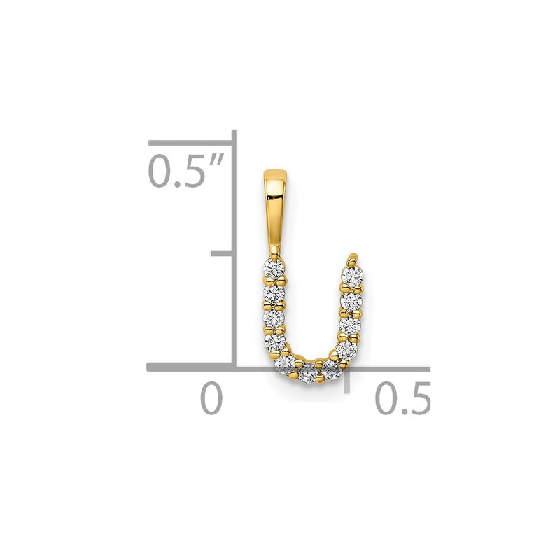 14k Yellow Gold 1/8 Ct. Lab Grown Diamond VS/SI+ G+ Letter U Initial Pendant