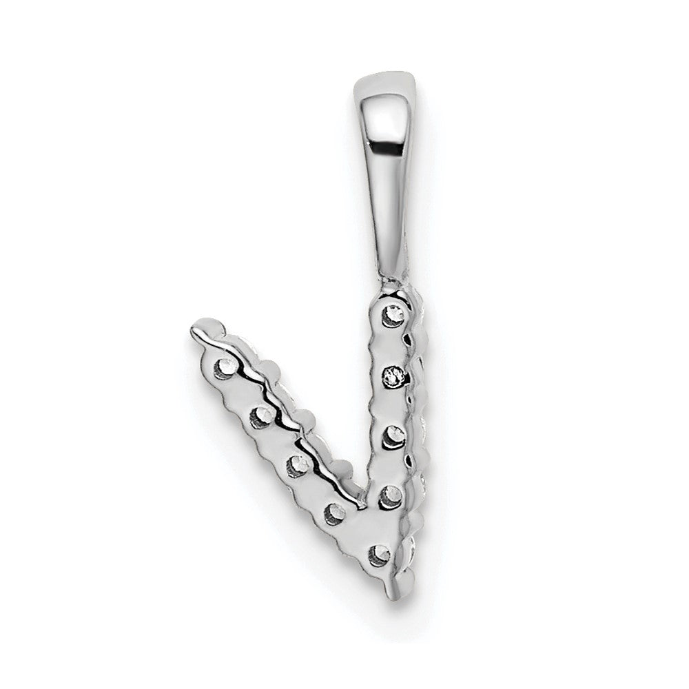 14k White Gold 1/10 Ct. Lab Grown Diamond VS/SI+ G+ 18 inch Letter V Initial Pendant Necklace