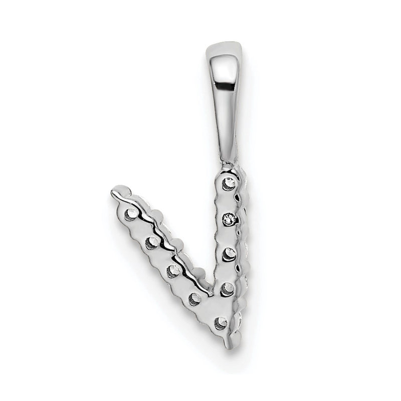 14k White Gold 1/10 Ct. Lab Grown Diamond VS/SI+ G+ 18 inch Letter V Initial Pendant Necklace