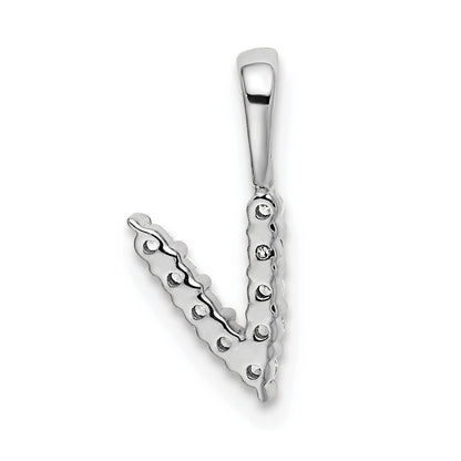 14k White Gold 1/10 Ct. Lab Grown Diamond VS/SI+ G+ Letter V Initial Pendant