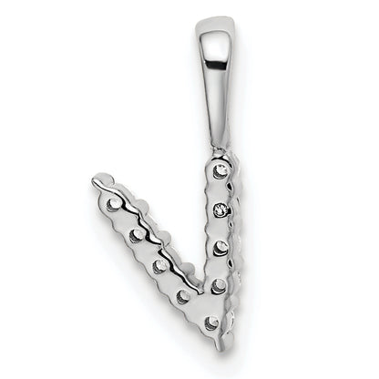 14k White Gold 1/10 Ct. Lab Grown Diamond VS/SI+ G+ 18 inch Letter V Initial Pendant Necklace