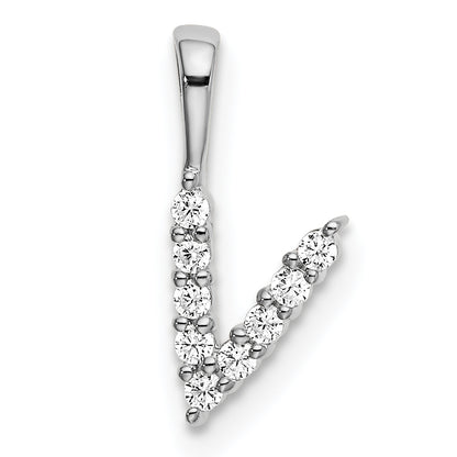 14k White Gold 1/10 Ct. Lab Grown Diamond VS/SI+ G+ Letter V Initial Pendant