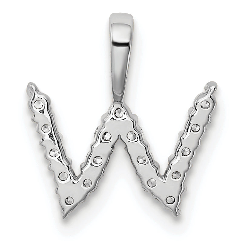 14k White Gold 1/6 Ct. Lab Grown Diamond VS/SI+ G+ Letter W Initial Pendant