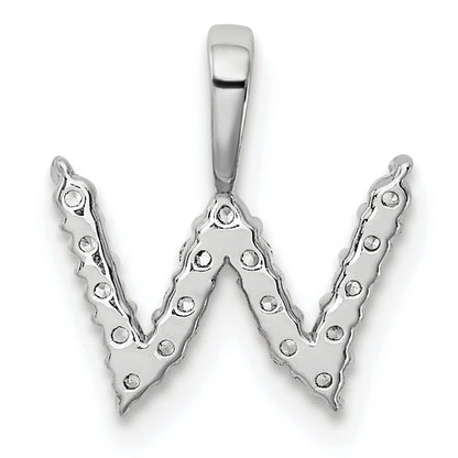 14k White Gold 1/6 Ct. Lab Grown Diamond VS/SI+ G+ Letter W Initial Pendant