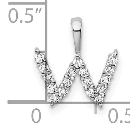 14k White Gold 1/6 Ct. Lab Grown Diamond VS/SI+ G+ Letter W Initial Pendant