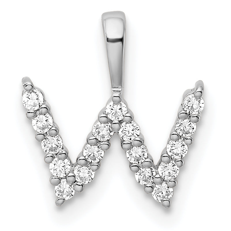 14k White Gold 1/6 Ct. Lab Grown Diamond VS/SI+ G+ Letter W Initial Pendant