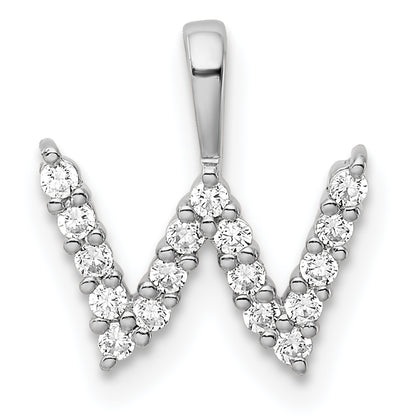 14k White Gold 1/6 Ct. Lab Grown Diamond VS/SI+ G+ Letter W Initial Pendant