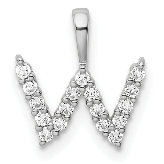 14k White Gold 1/6 Ct. Lab Grown Diamond VS/SI+ G+ Letter W Initial Pendant