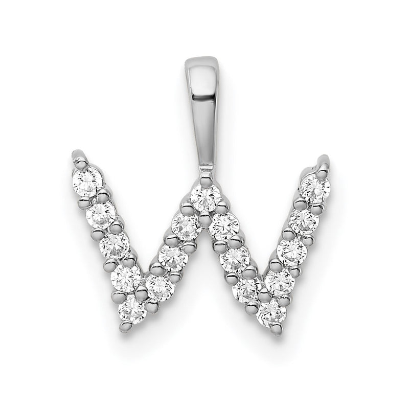 14k White Gold 1/6 Ct. Lab Grown Diamond VS/SI+ G+ Letter W Initial Pendant