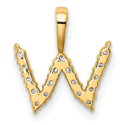 14k Yellow Gold 1/6 Ct. Lab Grown Diamond VS/SI+ G+ Letter W Initial Pendant