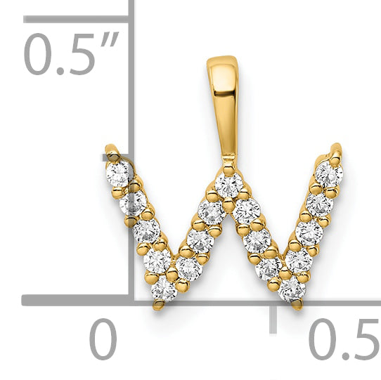 14k Yellow Gold 1/6 Ct. Lab Grown Diamond VS/SI+ G+ Letter W Initial Pendant