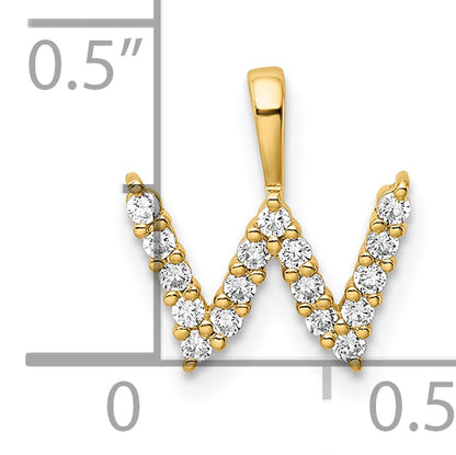 14k Yellow Gold 1/6 Ct. Lab Grown Diamond VS/SI+ G+ Letter W Initial Pendant