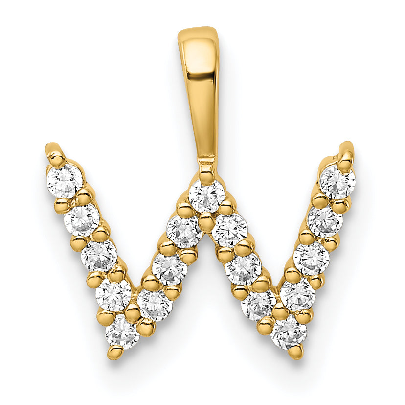 14k Yellow Gold 1/6 Ct. Lab Grown Diamond VS/SI+ G+ Letter W Initial Pendant