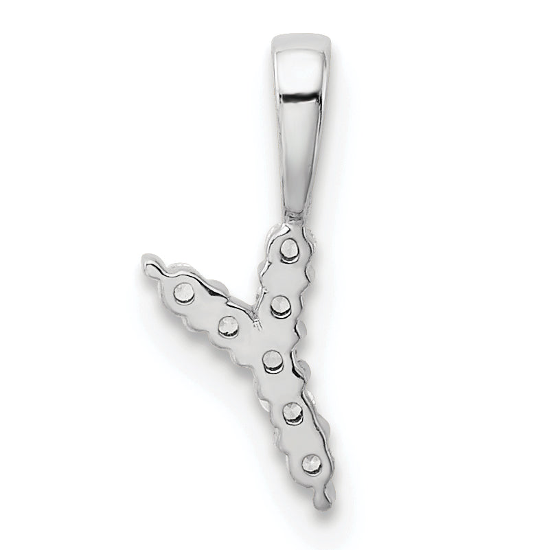 14k White Gold 1/15 Ct. Lab Grown Diamond VS/SI+ G+ Letter Y Initial Pendant