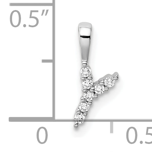 14k White Gold 1/15 Ct. Lab Grown Diamond VS/SI+ G+ Letter Y Initial Pendant