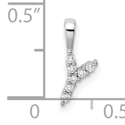 14k White Gold 1/15 Ct. Lab Grown Diamond VS/SI+ G+ Letter Y Initial Pendant