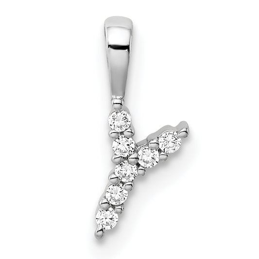 14k White Gold 1/15 Ct. Lab Grown Diamond VS/SI+ G+ Letter Y Initial Pendant