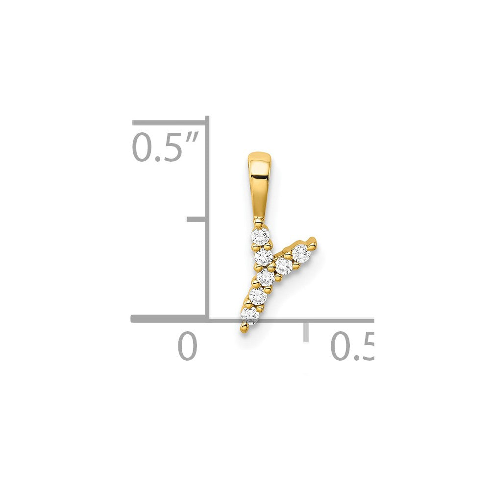 14k Yellow Gold 1/15 Ct. Lab Grown Diamond VS/SI+ G+ Letter Y Initial Pendant