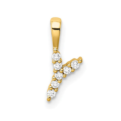 14k Yellow Gold 1/15 Ct. Lab Grown Diamond VS/SI+ G+ Letter Y Initial Pendant