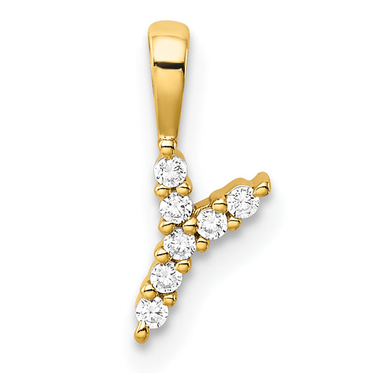14k Yellow Gold 1/15 Ct. Lab Grown Diamond VS/SI+ G+ Letter Y Initial Pendant