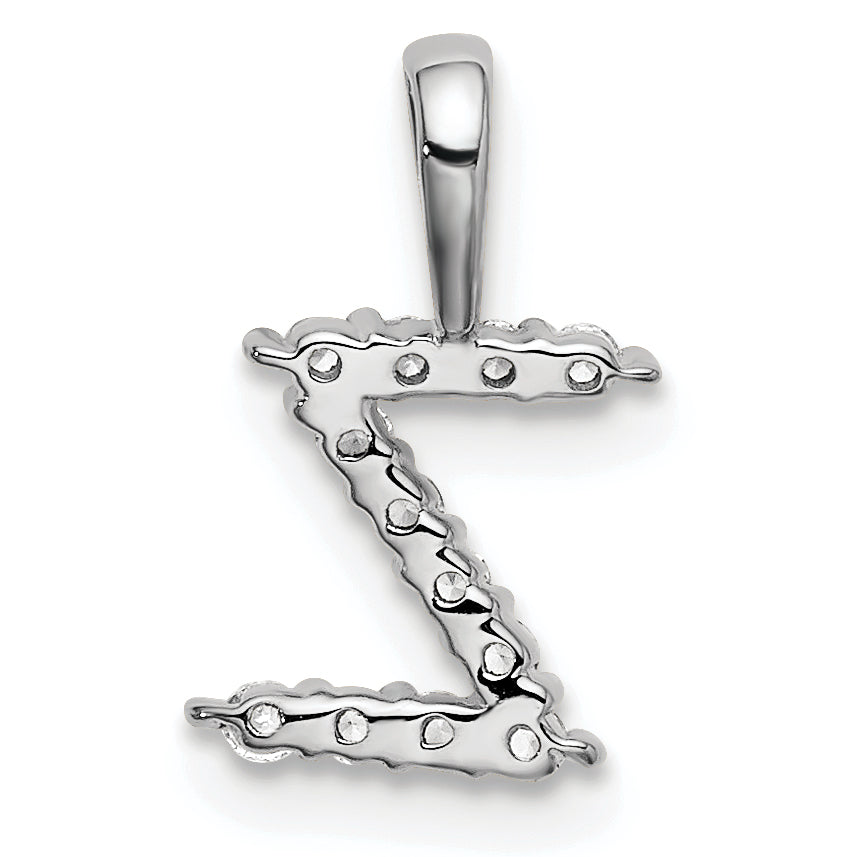 14k White Gold 1/8 Ct. Lab Grown Diamond VS/SI+ G+ Letter Z Intitial Pendant