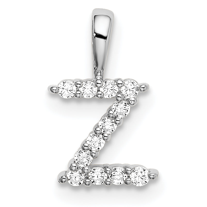 14k White Gold 1/8 Ct. Lab Grown Diamond VS/SI+ G+ Letter Z Intitial Pendant