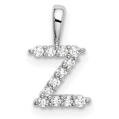 14k White Gold 1/8 Ct. Lab Grown Diamond VS/SI+ G+ Letter Z Intitial Pendant