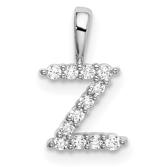 14k White Gold 1/8 Ct. Lab Grown Diamond VS/SI+ G+ Letter Z Intitial Pendant