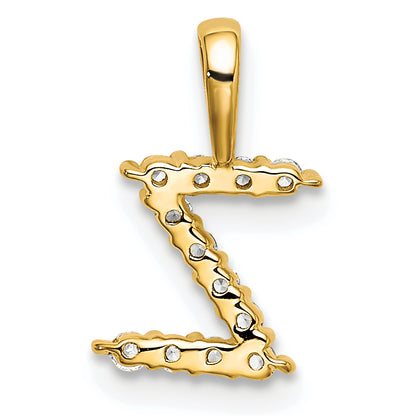 14k Yellow Gold 1/8 Ct. Lab Grown Diamond VS/SI+ G+ Letter Z Intitial Pendant