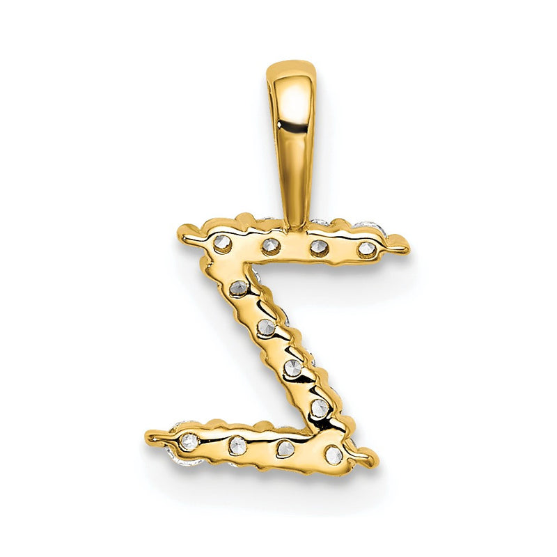 14k Yellow Gold 1/8 Ct. Lab Grown Diamond VS/SI+ G+ Letter Z Intitial Pendant