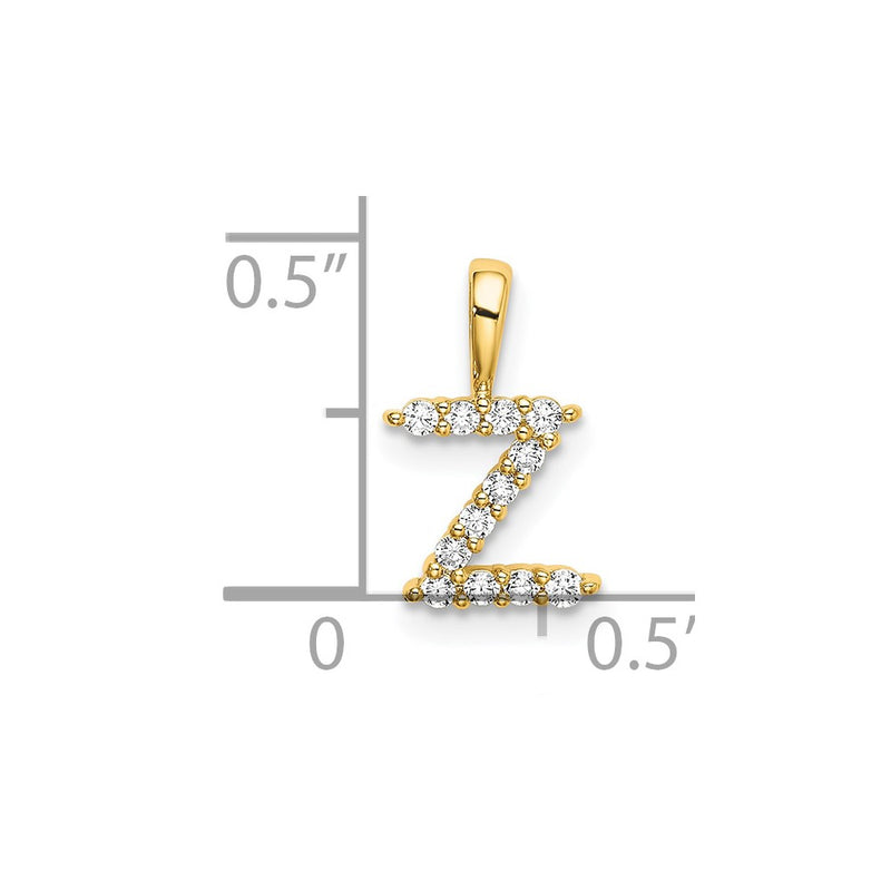 14k Yellow Gold 1/8 Ct. Lab Grown Diamond VS/SI+ G+ Letter Z Intitial Pendant