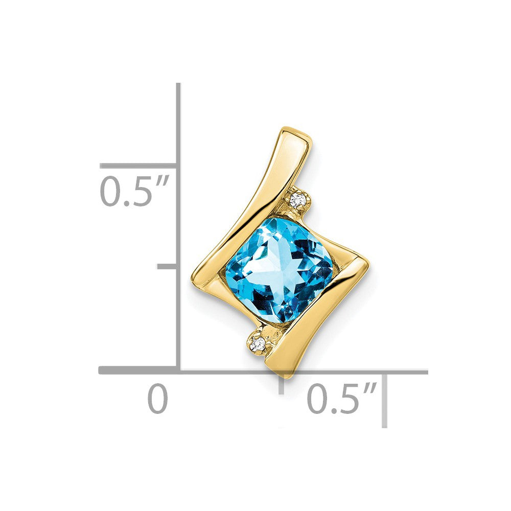 10K Yellow Gold Blue Topaz And Diamond Pendant