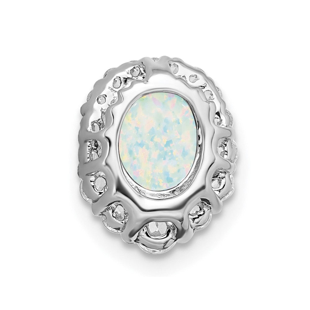 Pure Serenity 14k White Gold 1/3 Ct. Lab Grown Diamond VS/SI+ G+ and Lab Created Opal Chain Slide