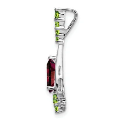 14k White Gold 14k White Gold Pear Garnet and Peridot Pendant