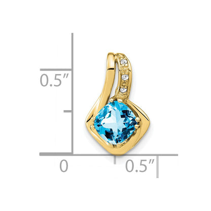 10K Yellow Gold Blue Topaz And Diamond Pendant