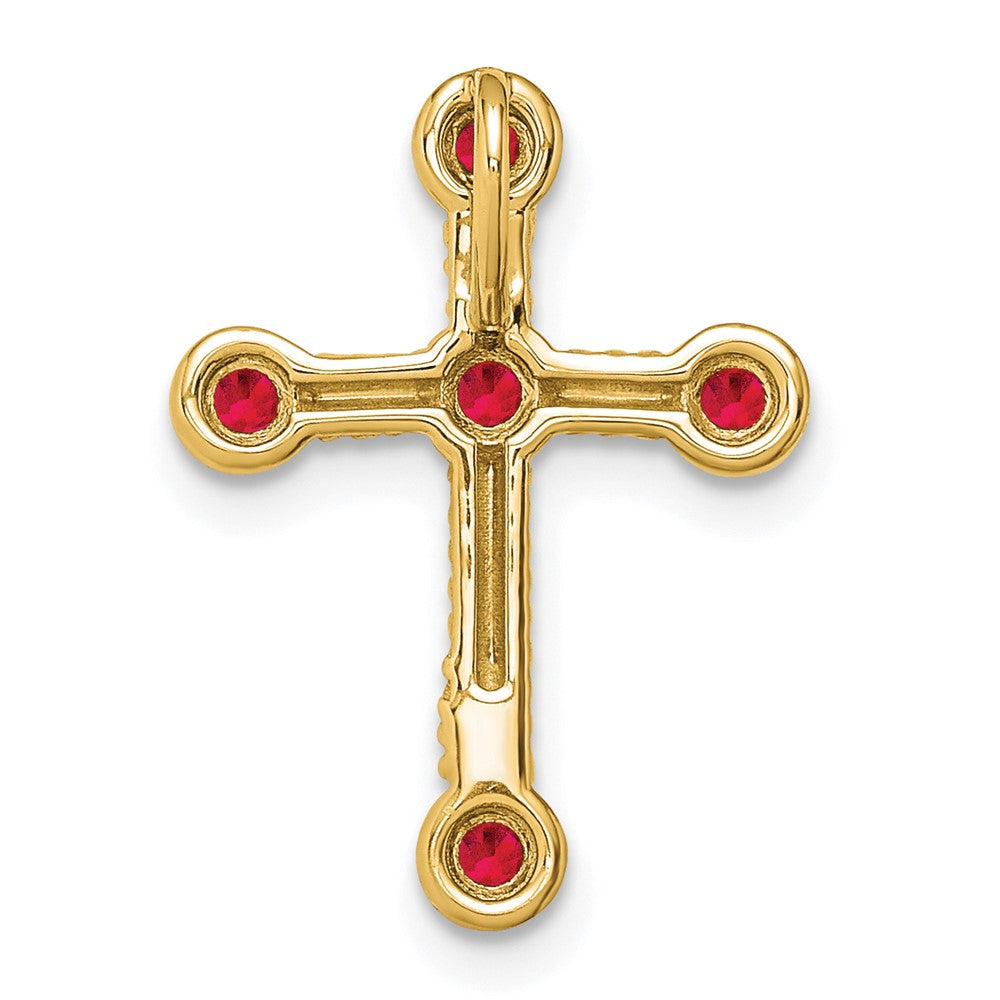 10K Yellow Gold Ruby Cross Chain Slide