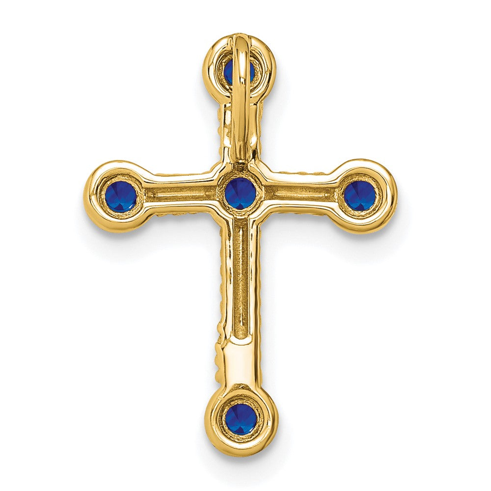 10K Yellow Gold Sapphire Cross Chain Slide