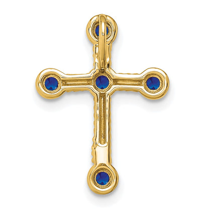 10K Yellow Gold Sapphire Cross Chain Slide
