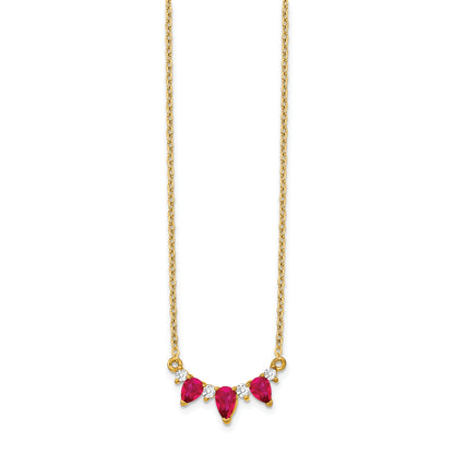 14K Yellow Gold Ruby and Real Diamond 18 inch Necklace