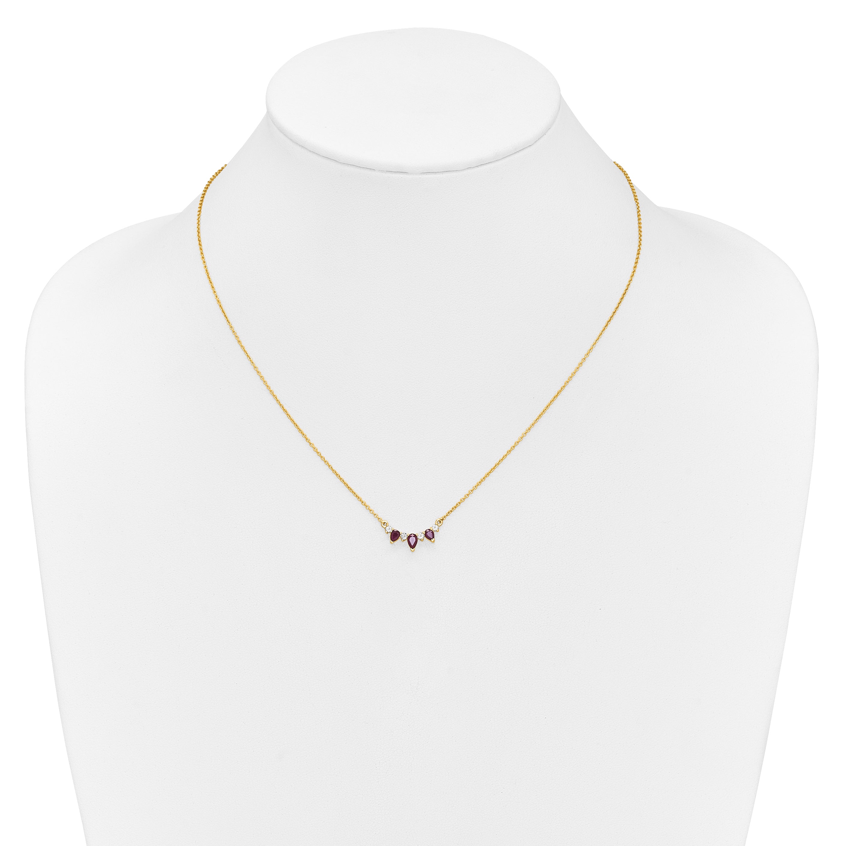 14K Yellow Gold Ruby and Real Diamond 18 inch Necklace