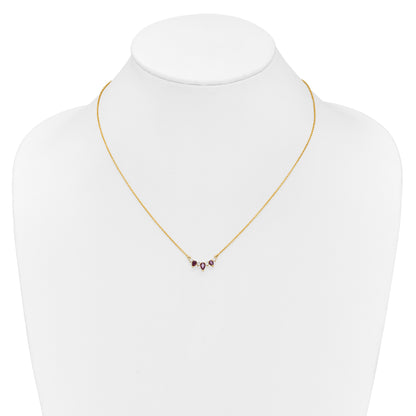 14K Yellow Gold Ruby and Real Diamond 18 inch Necklace