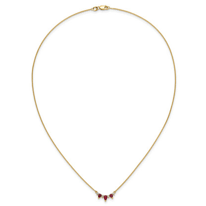 14K Yellow Gold Ruby and Real Diamond 18 inch Necklace