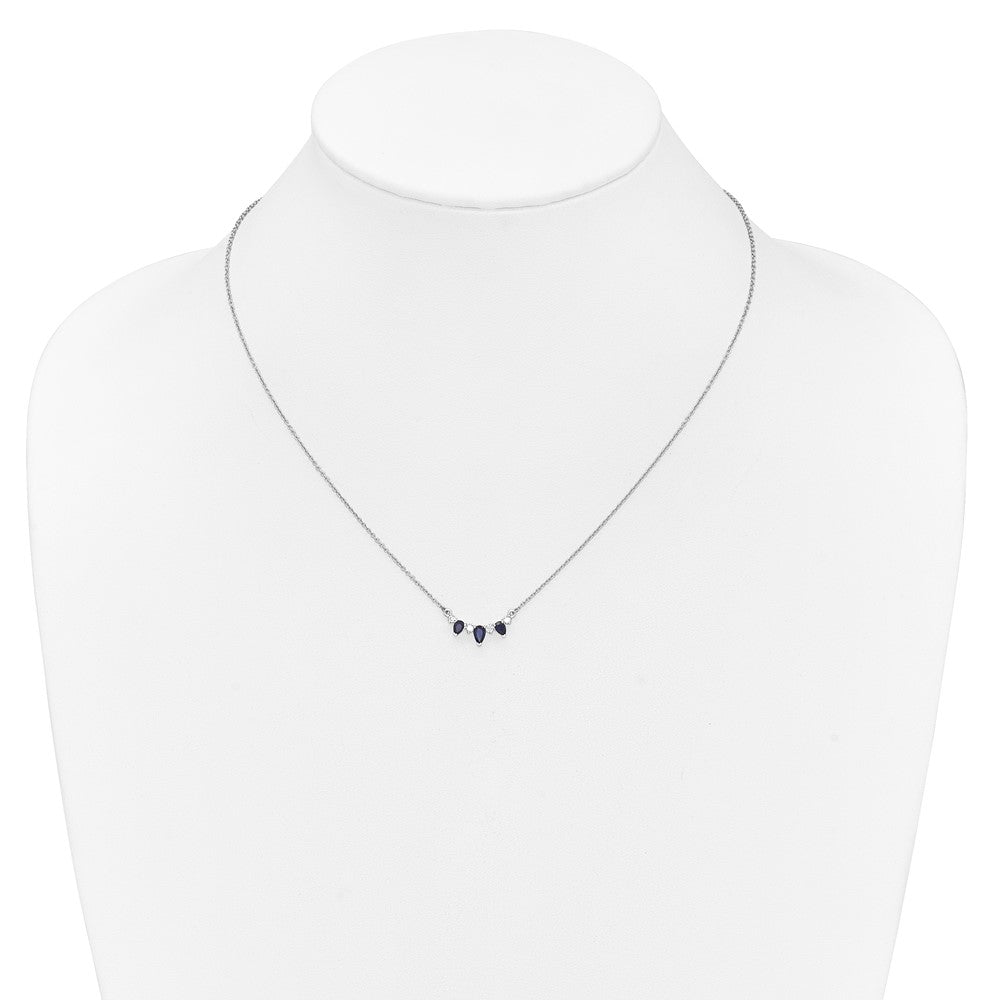 14k White Gold 1/8 Ct. Lab Grown Diamond VS/SI+ G+ and Created Sapphire 18 inch Necklace